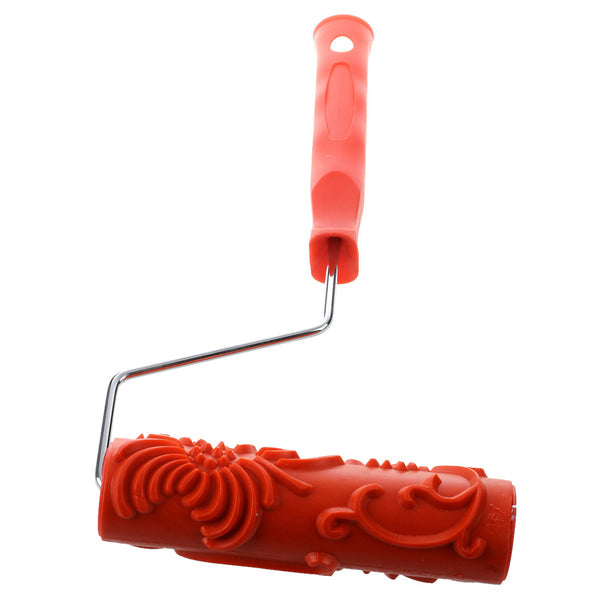 KCASA HC-16 7 Inches Embossed Flower Desigh Paint Roller With Plastic Handle Home Wall Decor Tool