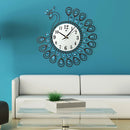 Large 3D Gold Diamond Peacock Wall Clock Metal Watch For Home Living Room Decoration DIY Clocks Crafts Ornaments Gift 53x53cm