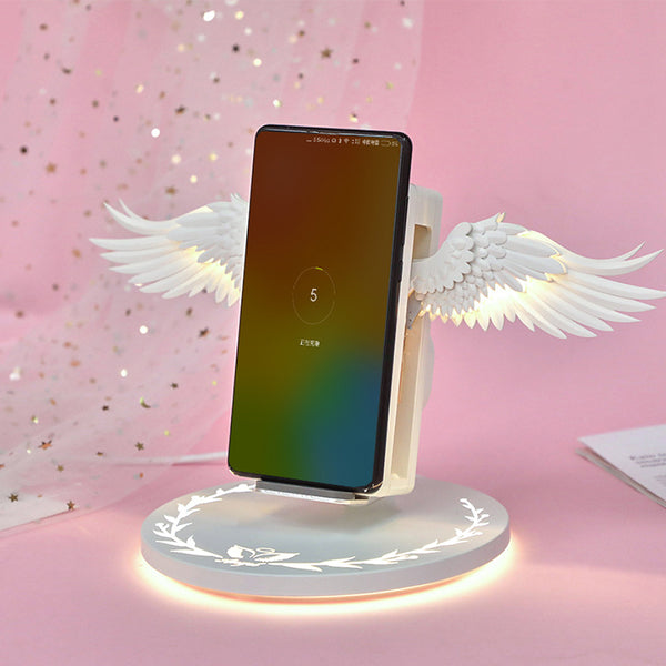 10W Angel Wings Qi Wireless Charger Holder Fast Charging Dock Auto Dynamic Spreading Folding Wings