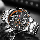 MINI FOCUS MF0218G Date Display Men Wristwatch Working Little Dial Full Steel Quartz Watch