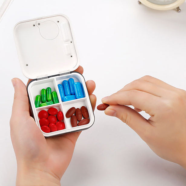 Loskii CR-210 Electronic Timing Medication Organizer Mini Portable Daily Vitamin Pill Case with Dig