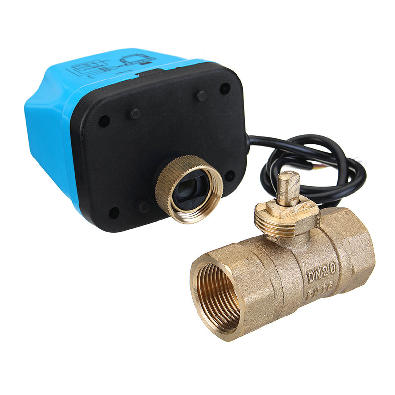 TMOK 1/2" 3/4" 1" 1-1/4" Blue Shell Motorized Electric Brass Ball Valve 3 Wire AC 220V Full Port