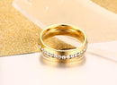 Titanium Steel Gold-plated Perimeter Crystal Stick Diamond Ring