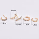 4Pcs Geometric Gold Earring Set Fish Bone Rhinestones Ear Stud Ear Clip Earrings for Women