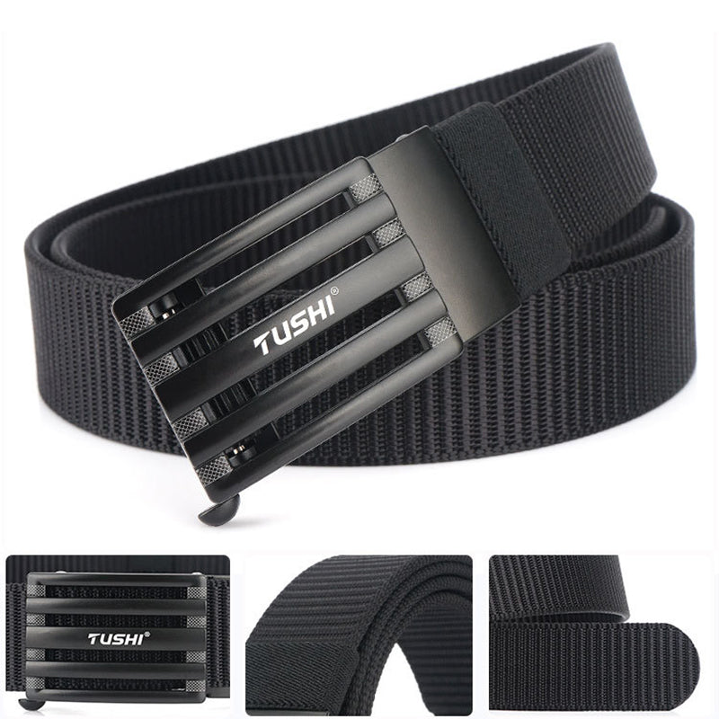 TUSHI 125cm x 3.4cm Zinc Alloy Quick Release Buckle Nylon Tactical Belt Casual Belts Business Belt