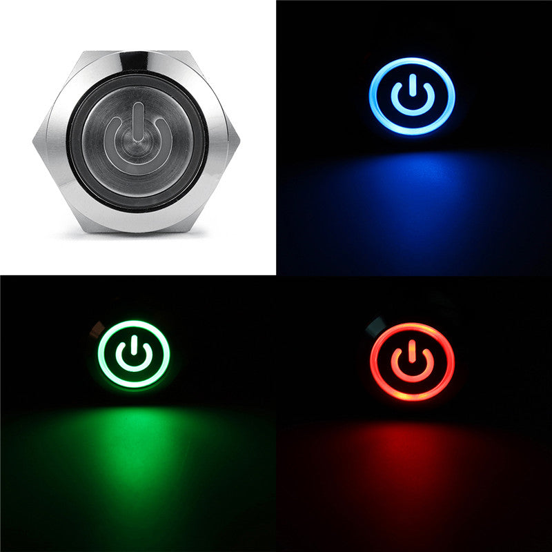 19mm 5Pin Metal Self-locking Switch 3V Red LED ON-OFF Push Button Switch With Wire Waterproof