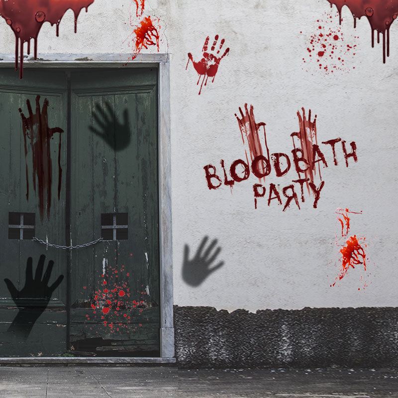 Miico FX64113 Halloween Bloody Handprint Sticker Horror Sticker Art Wall Stickers
