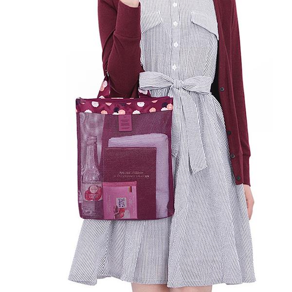 Honana HN-TB25 Travel Mesh Organizer Bag Fashion Large Beach Toiletry Storage Tote Bag