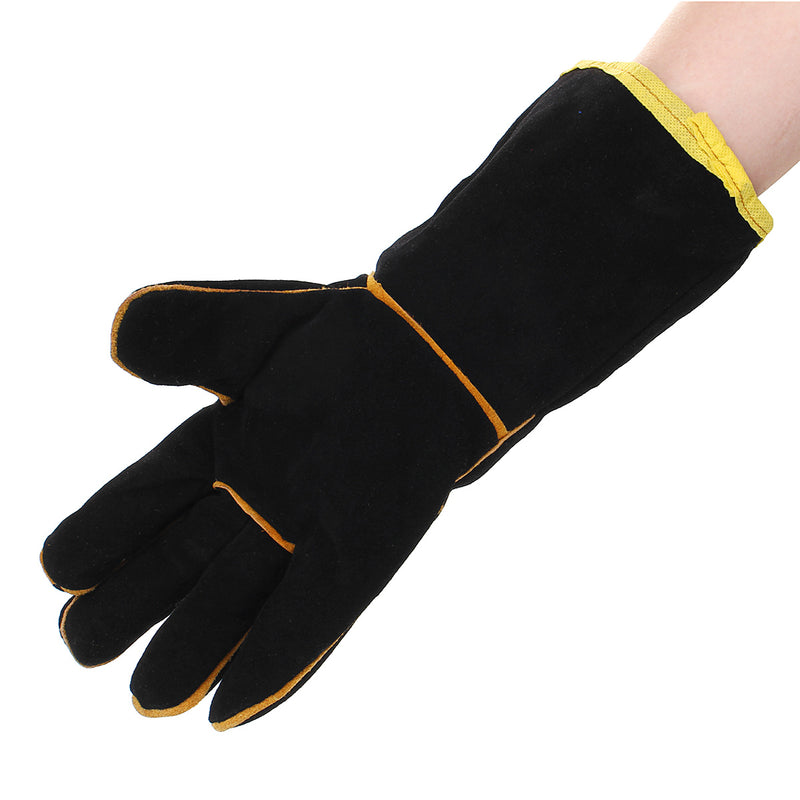 35cm Heavy Duty Black MIG Welding Gloves Gauntlets Welders Leather Thicken Glove