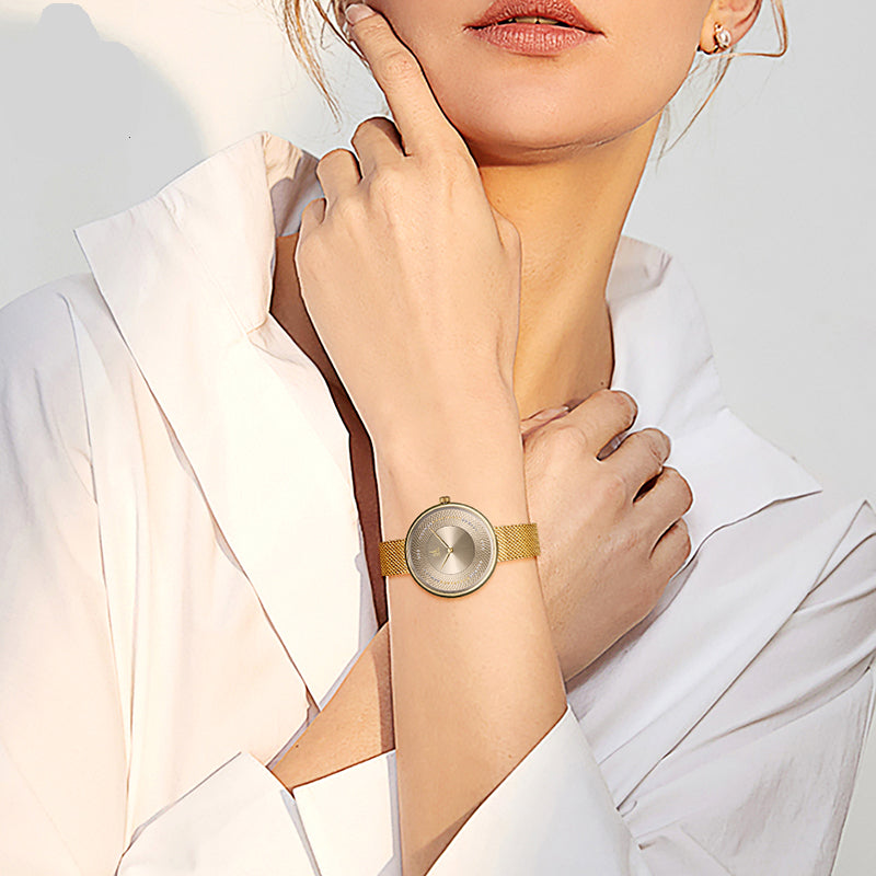 SHENGKE SK K0132 Full Steel Crystal Dial Fashion Women Elegant Quartz Watch