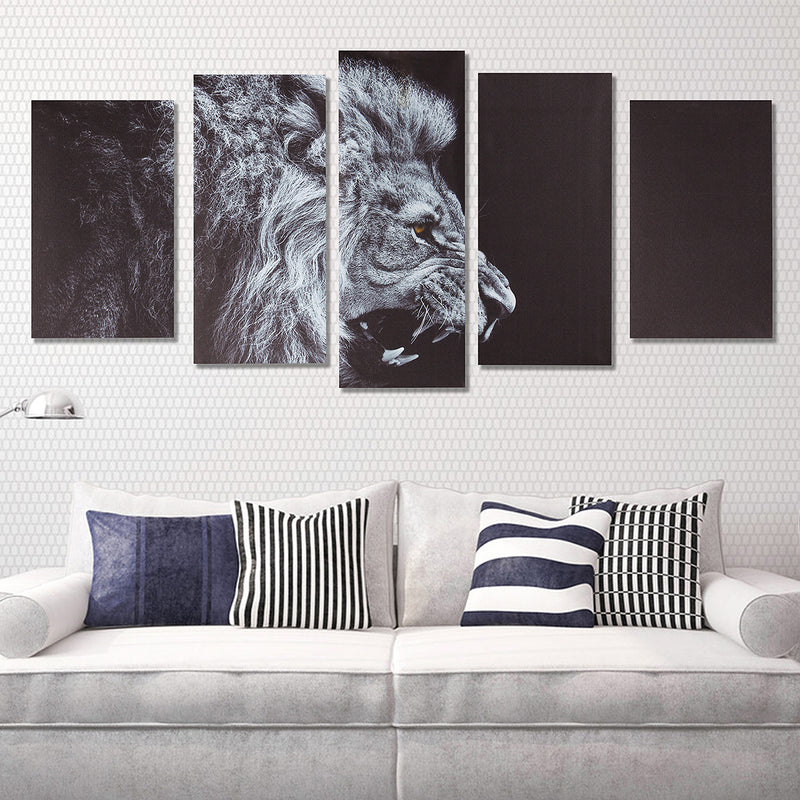 5Pcs No Frame Canvas Prints Lion Animal Paintings Home Wall Hanging Art Decorations