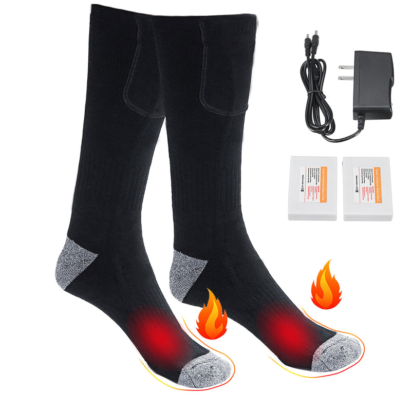 1 Pair Rechargeable Electric Heated Socks Cycling Skiing Winter Warmth Feet Foot Socks