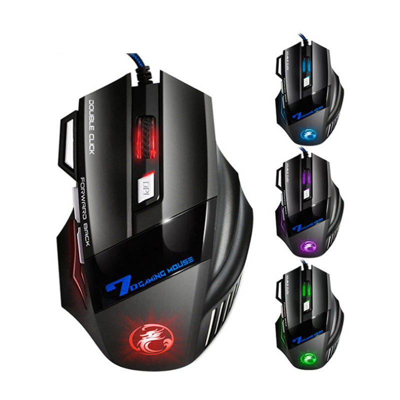 IMICE X7 USB Wired 7 keys 2400DPI Optical Gaming Mouse 7 LED Breathing Light for PC