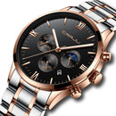CRRJU 2159 Creative Sun Moon Men Business Style Chrono 316L Stainless Steel Strap Quartz Watch