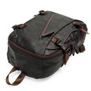 Men Vintage PU Leather Zipper Laptop Travel School Outdoor Backpack Bag Rucksack