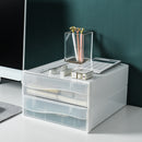 Jingcan JC-1017 Desktop Storage Box Simple Plastic 2 Drawers Storage Cabinet File Document Organizer for Office Home Students Dormitory