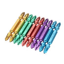 10pcs 65mm PH2 Double Head Magnetic Screwdriver Bits Set 1/4 Inch Hex Shank Colorful Screwdriver Bit