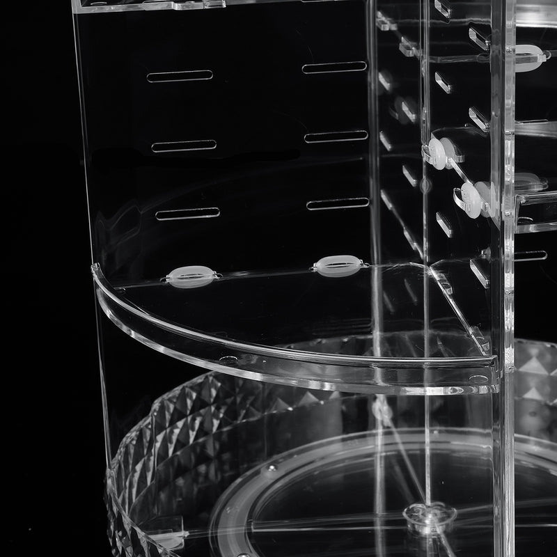 360 Degree Rotation Transparent Acrylic Cosmetics Storage Box Fashion Spin Multi-function Desktop Detachable Makeup Beauty Organizer