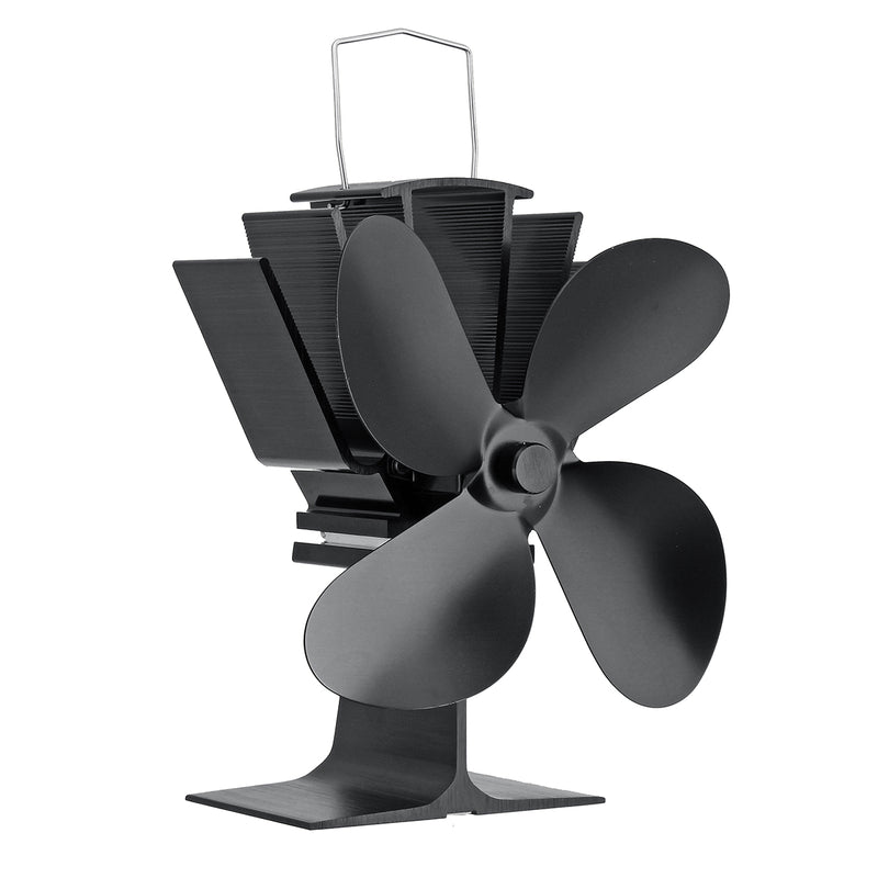4 Blades Heat Powered Stove Fireplace Fan W/ Thermometer for Wood Log Burning Burner Stove