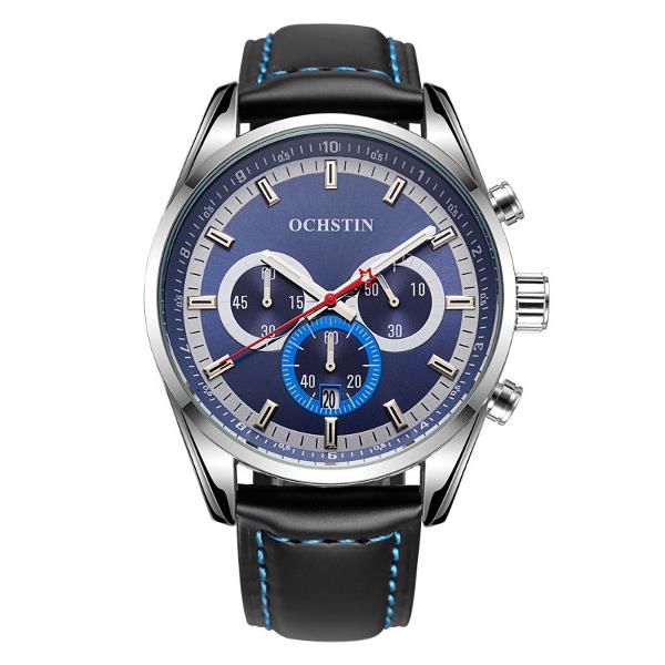 OCHSTIN 6046G Men Quartz Watch Luxury Leather Strap Business Watch