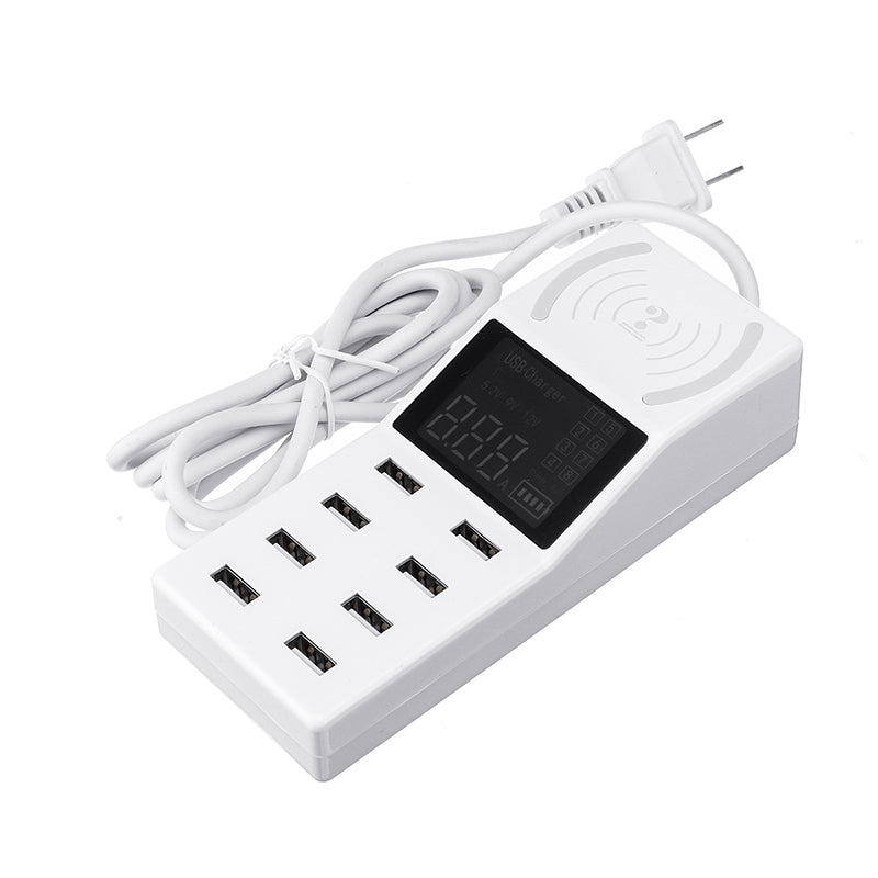 Upgrade Version Multiple USB Charger Intelligent 8-Port Desktop Charger Wireless Charger Charging Station Multi Port Travel Fast Wall Charger Hub Display Real-time Current