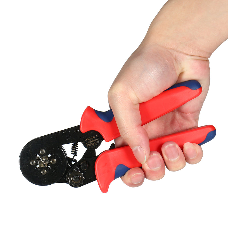 HSC8 6-4A 0.25-6mm AWG23-10 Self Adjusting Ratcheting Ferrule Crimper Plier