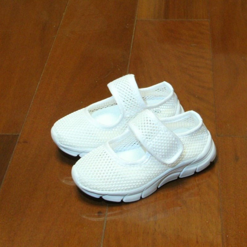 Girls Mesh Breathable Pure Color Hook Loop Casual Kids Shoes