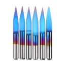 Drillpro 10pcs 0.1-0.7mm 20 Degree Engraving Bit Blue Nano Coated Carbide Flat Bottom PCB Engraving Bit CNC Router Tool