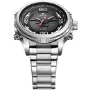 WEIDE 6306 Dual Display Digital Watch Alarm Calendar Luminous Display Stainless Steel Sport Watch