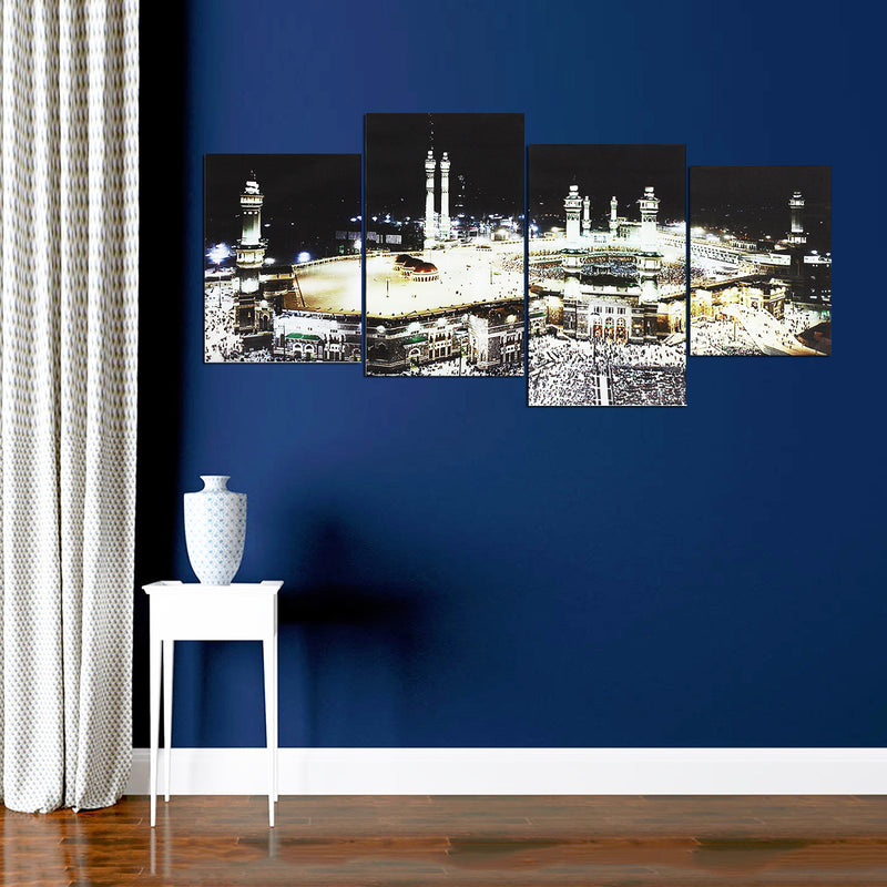 4Pcs Islamic Mecca Kaaba Hajj Poster Wall Art Canvas Print DIY Home Decor Paintings