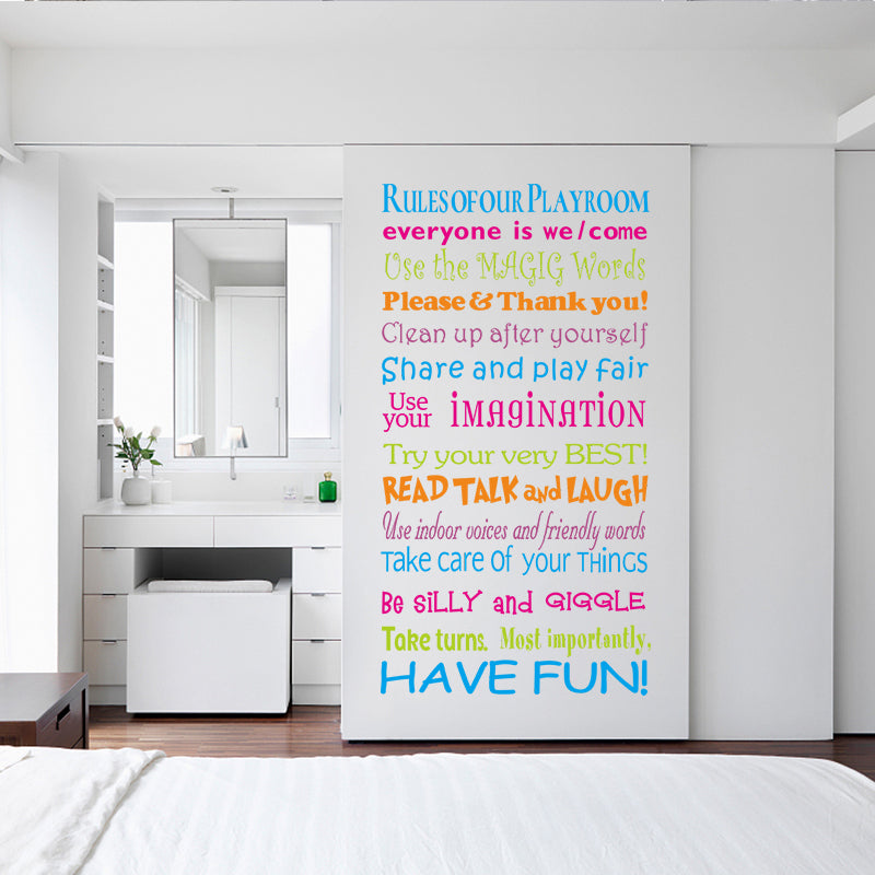 Miico FX1248 House Rules Wall Sticker Letter Proverbs Decorative Sticker Bedroom Decoration