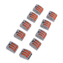 10pcs Reusable Spring Lever Nuts Terminal Block Cable Wire 3 Connectors