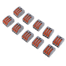10pcs Reusable Spring Lever Nuts Terminal Block Cable Wire 3 Connectors