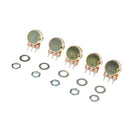 Pack of 5Pcs 100K ohm Linear Mono Pot Potentiometer 3Pin 15mm Shaft with Nuts