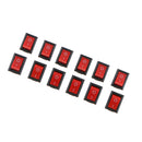12Pcs SPST 2 Pin On/Off Rectangle Push Button Boat Rocker Switch 6A 250V