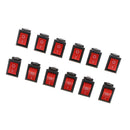 12Pcs SPST 2 Pin On/Off Rectangle Push Button Boat Rocker Switch 6A 250V