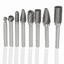 8Pcs 1/4'' Shank Double Cut Carbide Rotary Burr Bur Die Grinder Carving Bit