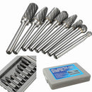 8Pcs 1/4'' Shank Double Cut Carbide Rotary Burr Bur Die Grinder Carving Bit
