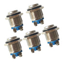 5Pcs 16mm High Round Metal 1 NO Push Button Momentary Switch Latching Waterproof Screw Terminals Silver Contact