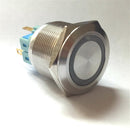 LED Blue Light Momentary Push Button Switch, 1NO 1NC Stainless Steel Suitable for 25mm Mounting Hole