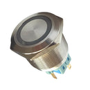 LED Blue Light Momentary Push Button Switch, 1NO 1NC Stainless Steel Suitable for 25mm Mounting Hole