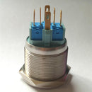 LED Blue Light Momentary Push Button Switch, 1NO 1NC Stainless Steel Suitable for 25mm Mounting Hole
