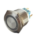 LED Blue Light Momentary Push Button Switch, 1NO 1NC Stainless Steel Suitable for 25mm Mounting Hole