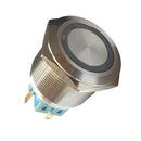 LED Blue Light Momentary Push Button Switch, 1NO 1NC Stainless Steel Suitable for 25mm Mounting Hole