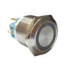 LED Blue Light Momentary Push Button Switch, 1NO 1NC Stainless Steel Suitable for 25mm Mounting Hole