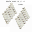 100 Pieces SMD0805 105K 1UF Chip Capacitors 25V 10% For Circuit Board