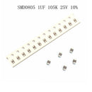 100 Pieces SMD0805 105K 1UF Chip Capacitors 25V 10% For Circuit Board