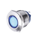 19mm 12V Metal Indicator Light Blue LED ~Flat Head