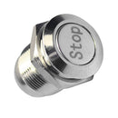 12mm 250V Resetable Stop Push Button Power Switch Flat