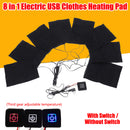 USB Electric Clothes Heating Pad,Carbon Fiber Heated Clothes Pad Adjustable Third Gear Mat Sheet Heater 8-in-1 for Outdoor Winter Camping